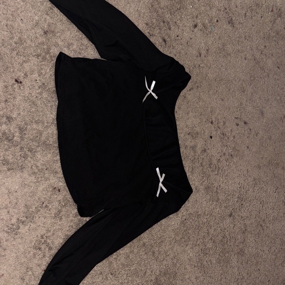 SHEIN Black Crop Top with White Accents